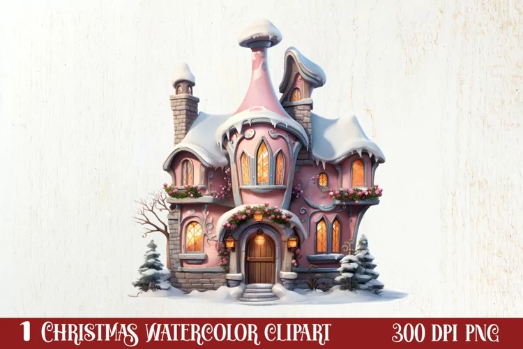 Fairy Christmas House Sublimation Clipart, Fairy Christmas
