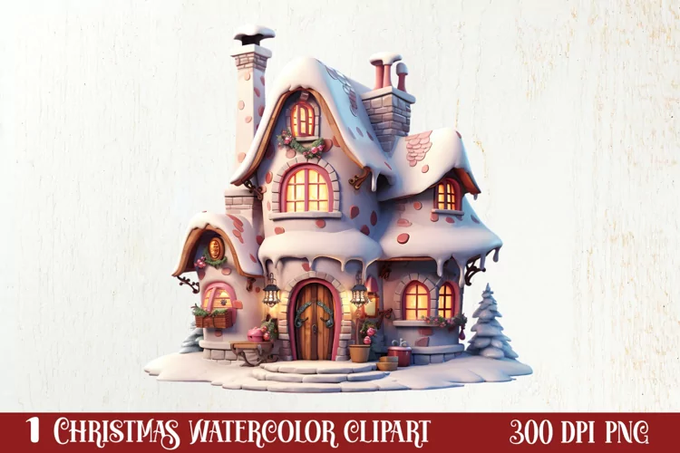 Fairy Christmas House Sublimation Clipart, Fairy Christmas