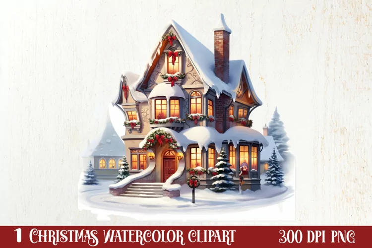 Fairy Christmas House Sublimation Clipart, Fairy Christmas