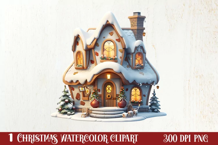 Fairy Christmas House Sublimation Clipart, Fairy Christmas