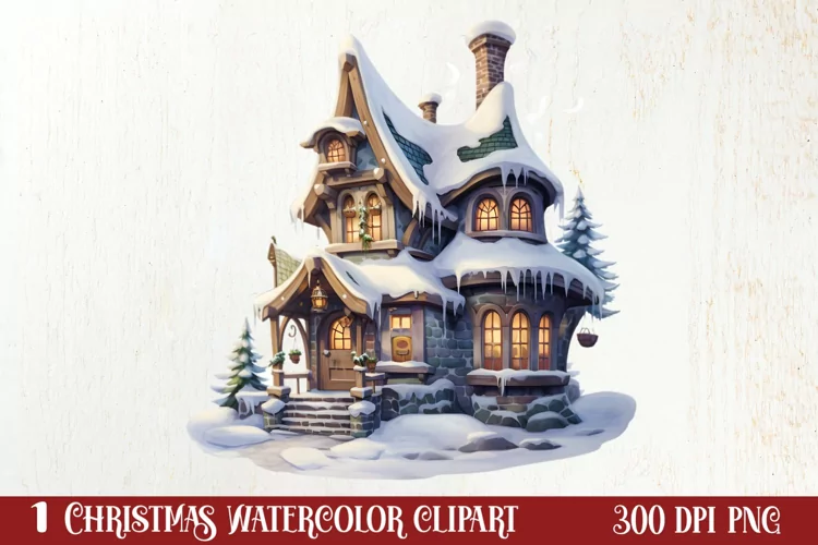 Fairy Christmas House Sublimation Clipart, Fairy Christmas
