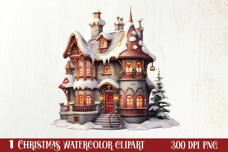 Fairy Christmas House Sublimation Clipart, Fairy Christmas
