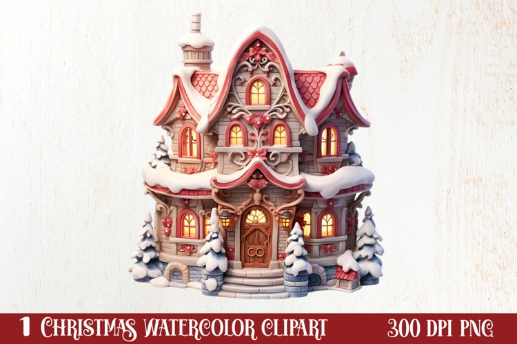 Fairy Christmas House Sublimation Clipart, Fairy Christmas