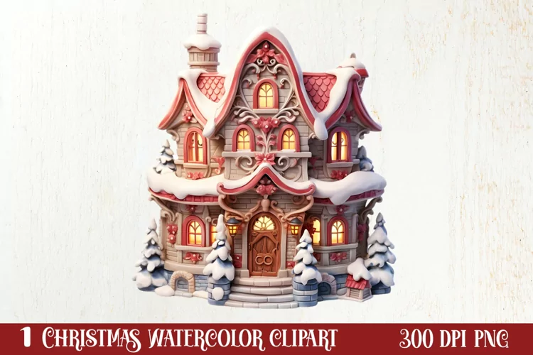 Fairy Christmas House Sublimation Clipart, Fairy Christmas