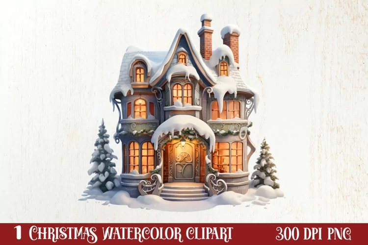 Fairy Christmas House Sublimation Clipart, Fairy Christmas