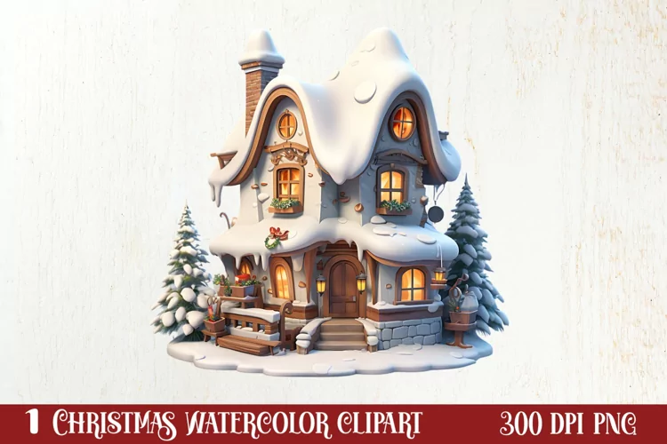 Fairy Christmas House Sublimation Clipart, Fairy Christmas