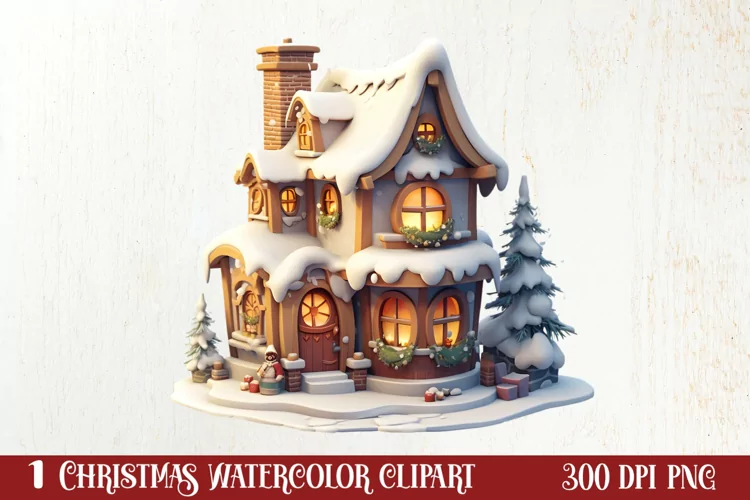 Fairy Christmas House Sublimation Clipart, Fairy Christmas