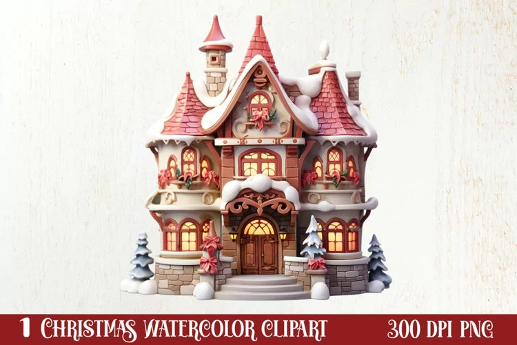 Fairy Christmas House Sublimation Clipart, Fairy Christmas
