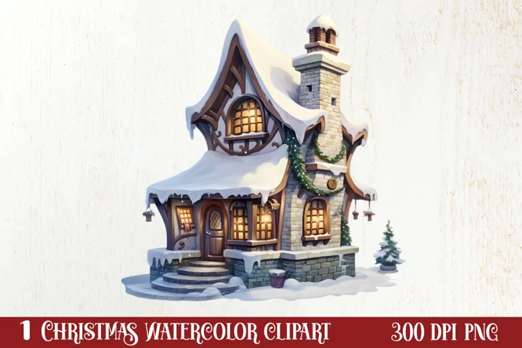 Fairy Christmas House Sublimation Clipart, Fairy Christmas