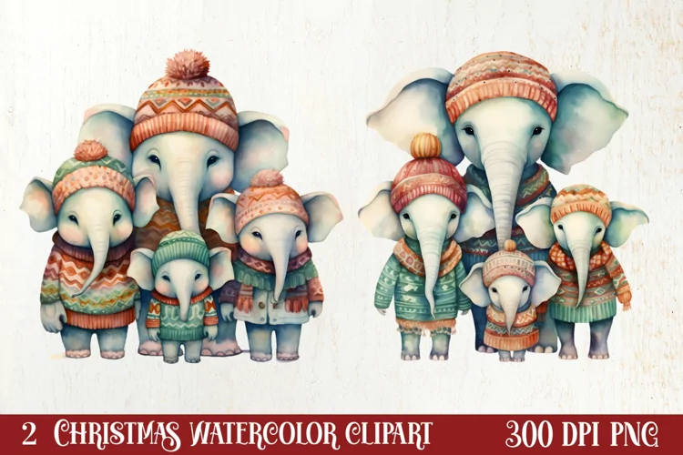 Christmas Family Animals Clipart, Christmas Clipart