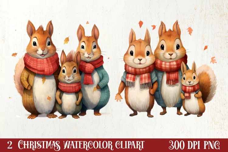 Christmas Family Animals Clipart, Christmas Clipart