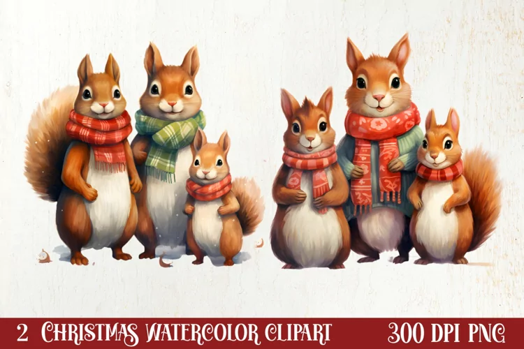 Christmas Family Animals Clipart, Christmas Clipart