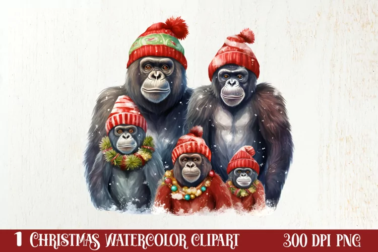 Christmas Family Animals Clipart, Christmas Family