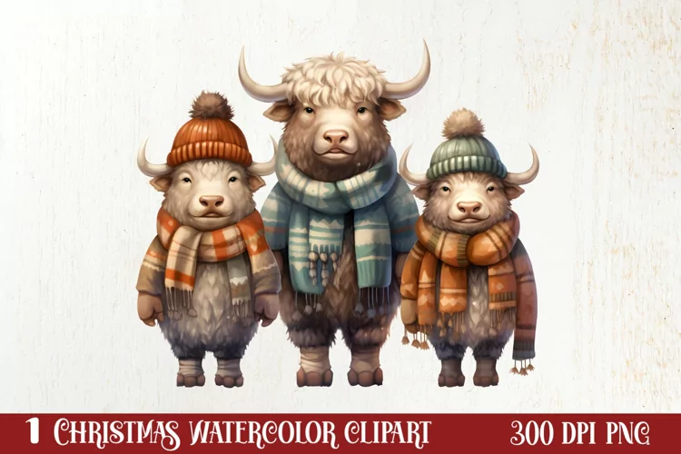 Christmas Family Animals Clipart, Christmas Family