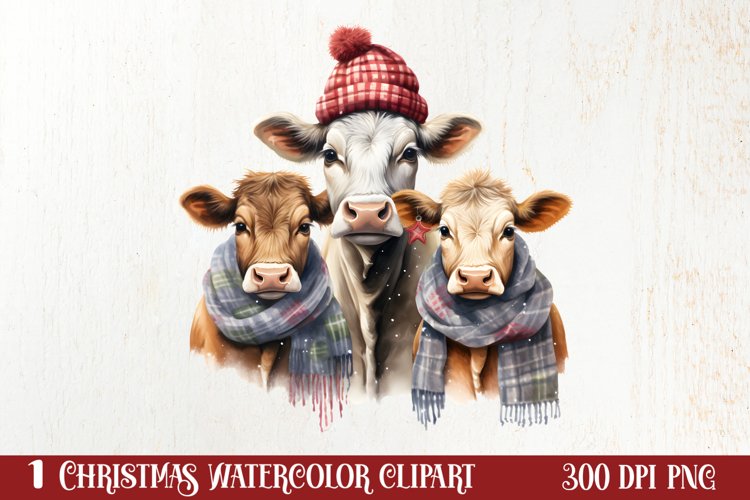 Christmas Family Animals Clipart, Christmas Family example image 1