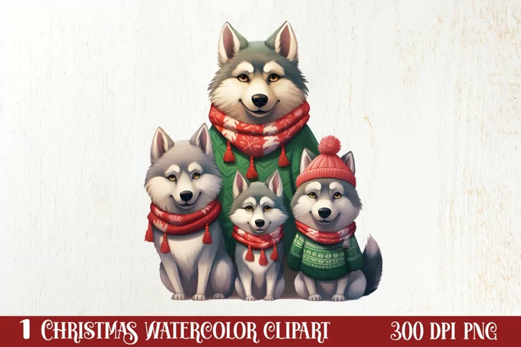 Christmas Family Animals Clipart, Christmas Family