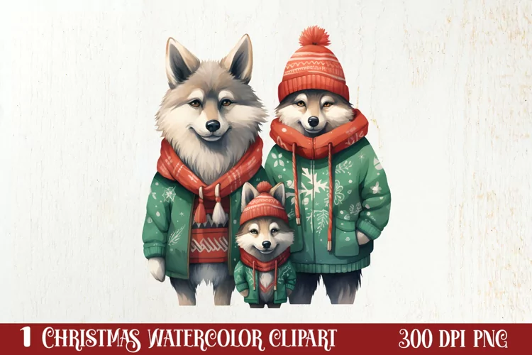 Christmas Family Animals Clipart, Christmas Family