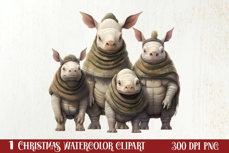 Christmas Family Animals Clipart, Christmas Family