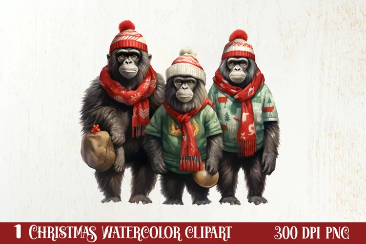 Christmas Family Animals Clipart, Christmas Family