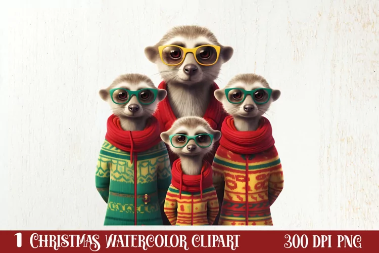 Christmas Family Animals Clipart, Christmas Family