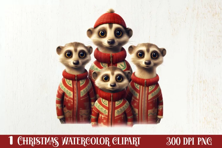 Christmas Family Animals Clipart, Christmas Family