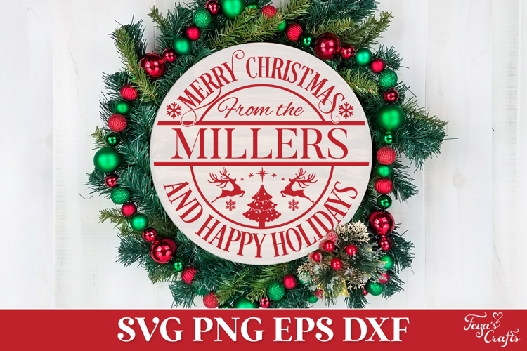 Round Family Christmas Name Sign SVG Cut File