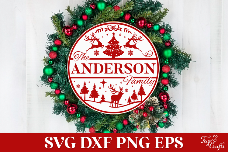 Round Family Christmas Name Sign SVG Cut File