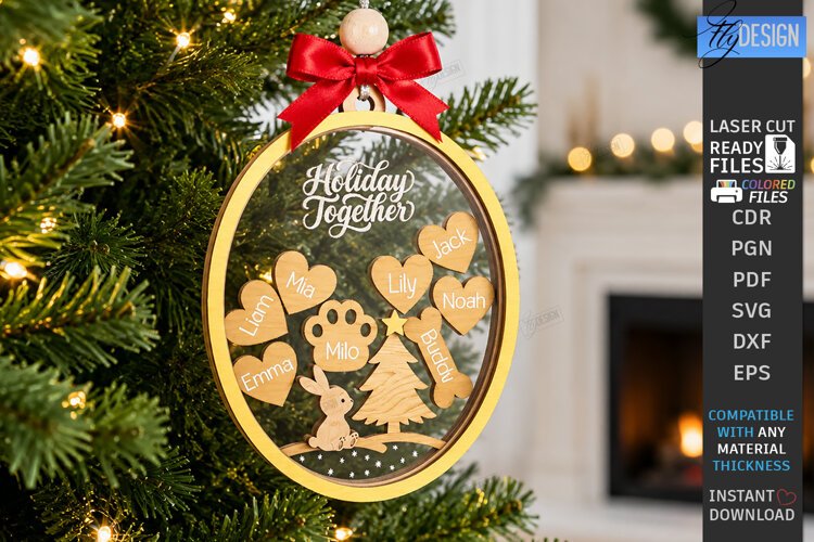 Personalized Christmas Family Hanging Ornament Laser Cut SVG example image 1