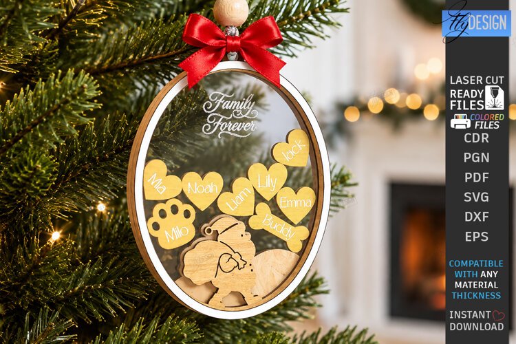 Personalized Christmas Family Hanging Ornament Laser Cut SVG example image 1