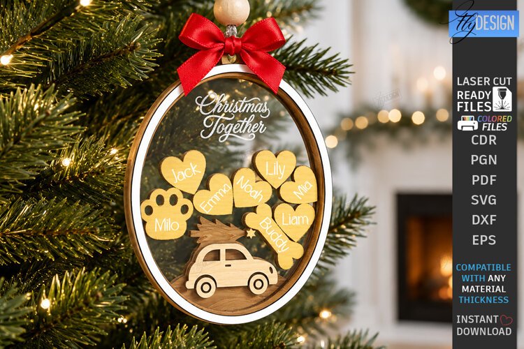 Personalized Christmas Family Hanging Ornament Laser Cut SVG example image 1