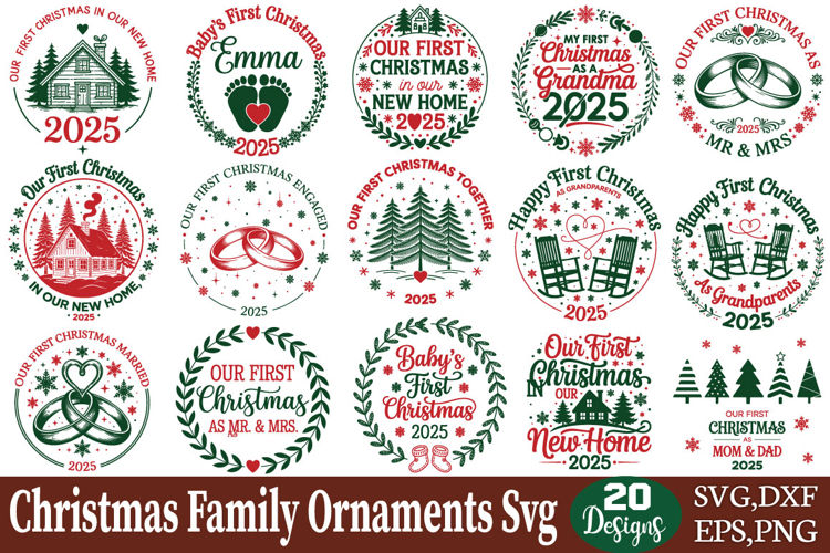 Christmas Family ornaments Svg Bundle
