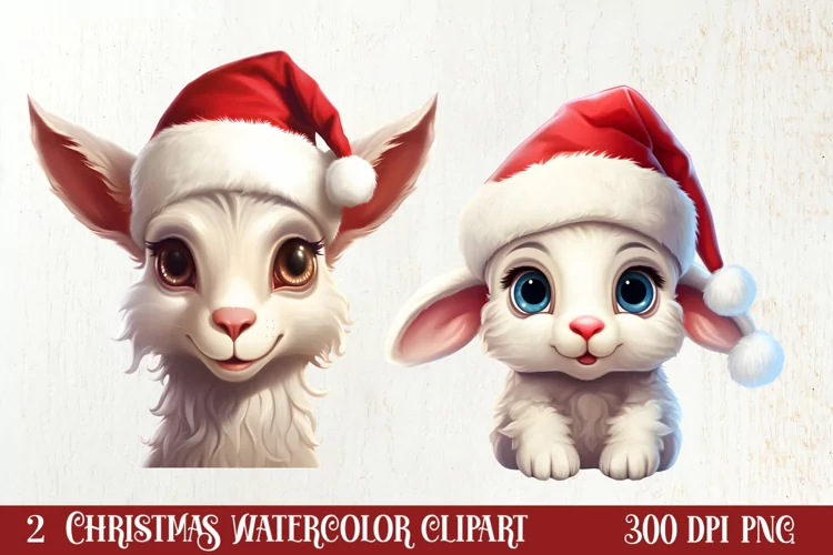 Christmas Farm Animal Peeking Clipart Sublimation