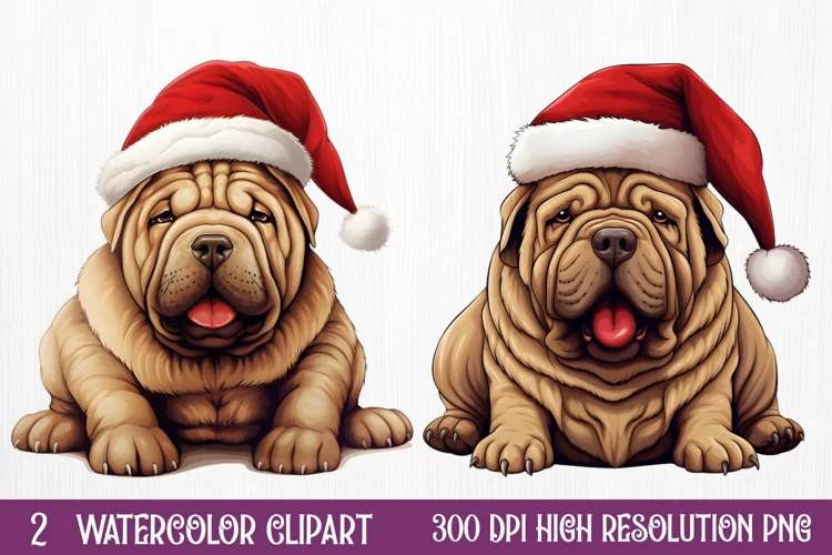 Cute Christmas Dog Sublimation Clipart, Cute Christmas Dog