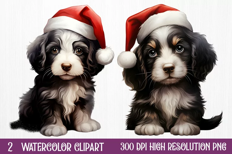 Cute Christmas Dog Sublimation Clipart, Cute Christmas Dog