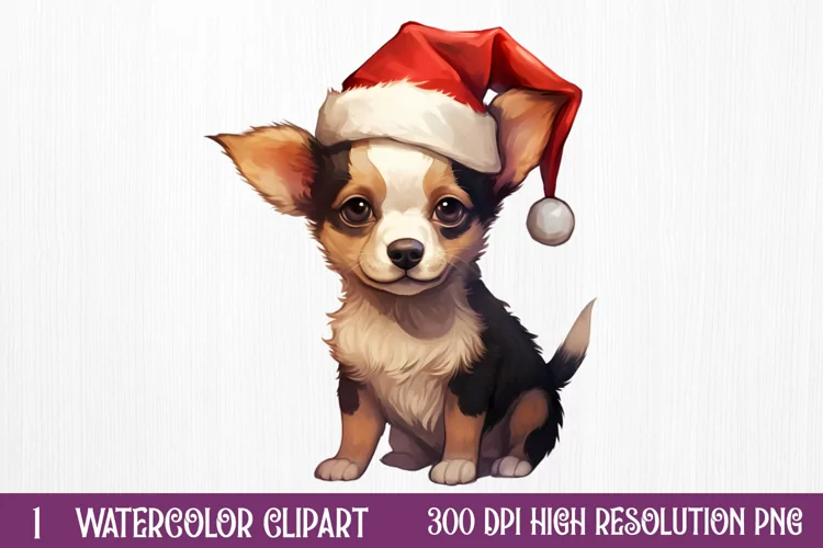 Cute Christmas Dog Sublimation Clipart, Cute Christmas Dog