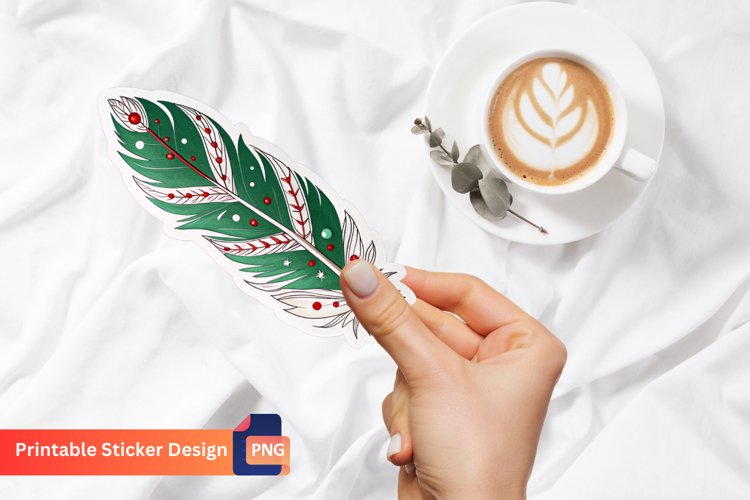 Christmas Feather Sticker, Christmas Decorations