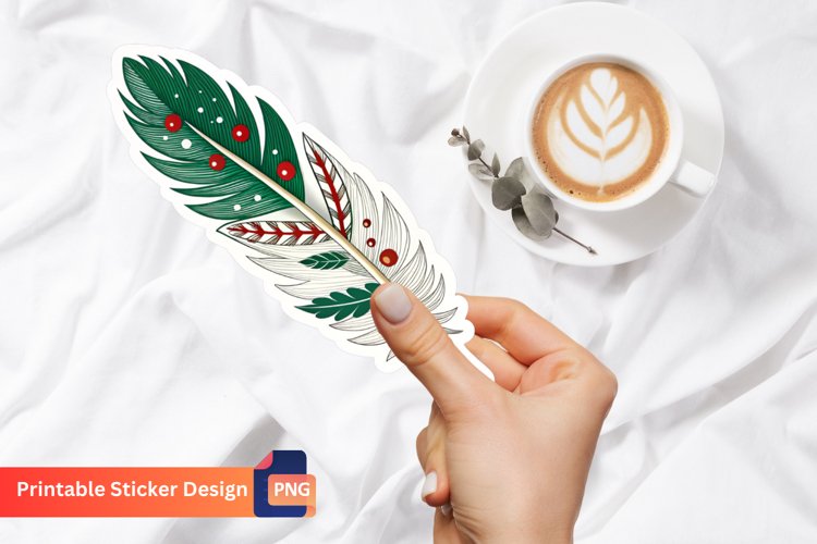 Christmas Feather Sticker, Christmas Decorations