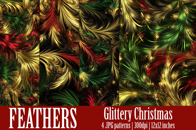 Christmas Patterns, Christmas Feathers Patterns, Sparkle, 2