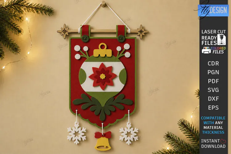 3D Felt Christmas Wall Hanging Banner | Christmas Wall Decor
