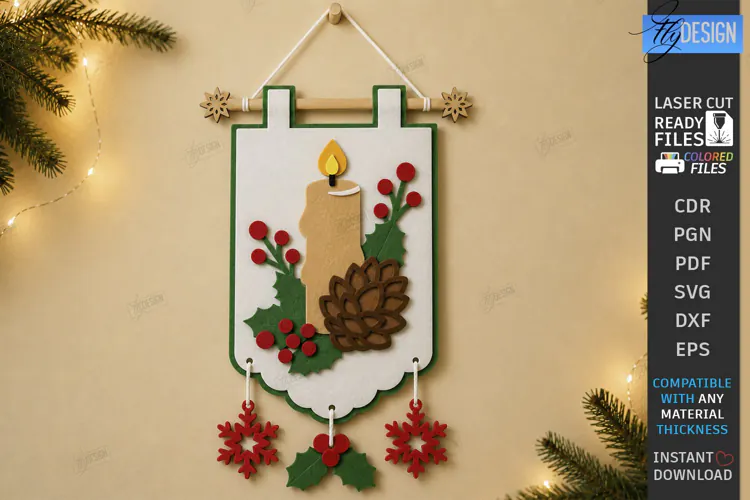 3D Felt Christmas Wall Hanging Banner | Christmas Wall Decor