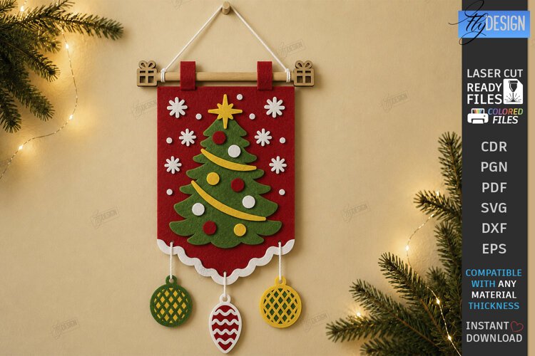 3D Felt Christmas Wall Hanging Banner | Christmas Wall Decor example image 1