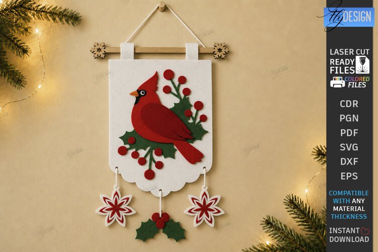 3D Felt Christmas Wall Hanging Banner | Christmas Wall Decor example image 1