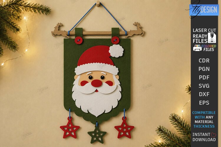 3D Felt Christmas Wall Hanging Banner | Christmas Wall Decor example image 1