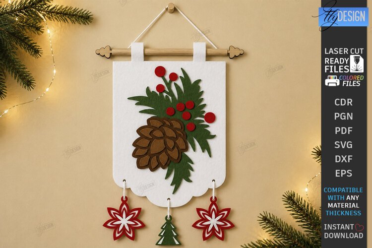 3D Felt Christmas Wall Hanging Banner | Christmas Wall Decor example image 1