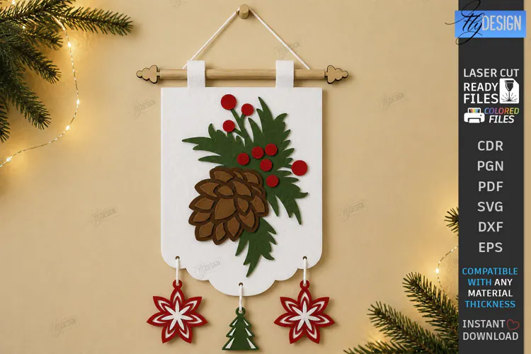 3D Felt Christmas Wall Hanging Banner | Christmas Wall Decor