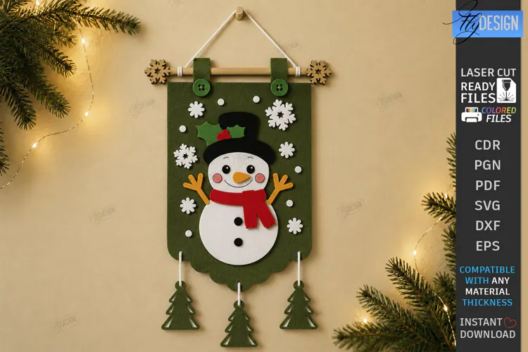 3D Felt Christmas Wall Hanging Banner | Christmas Wall Decor