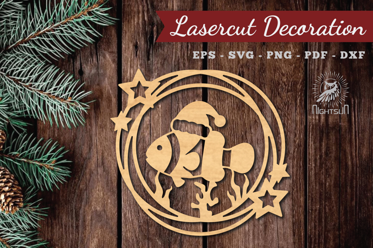 Christmas Fish Lasercut Round SVG