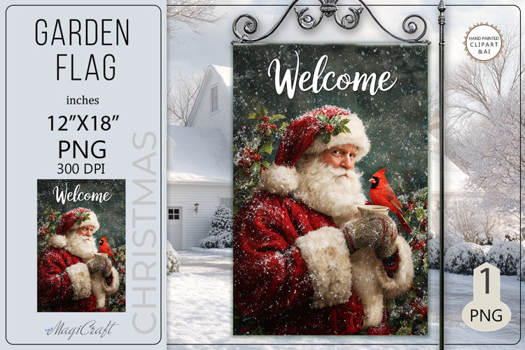 Garden flags welcome| Garden Flag Sublimation|Santa Claus