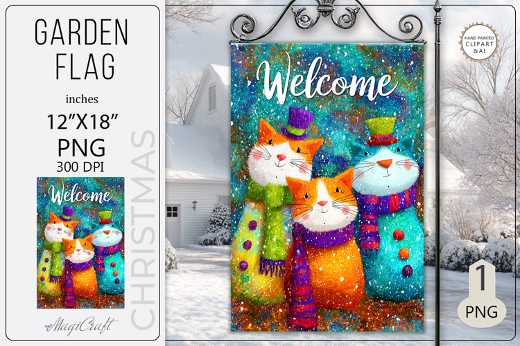 Garden flags welcome| Garden Flag Sublimation|cute cats