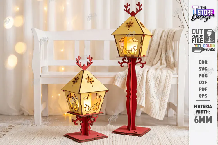 Christmas Flashlight Laser Cut | 3D Christmas Lantern Post